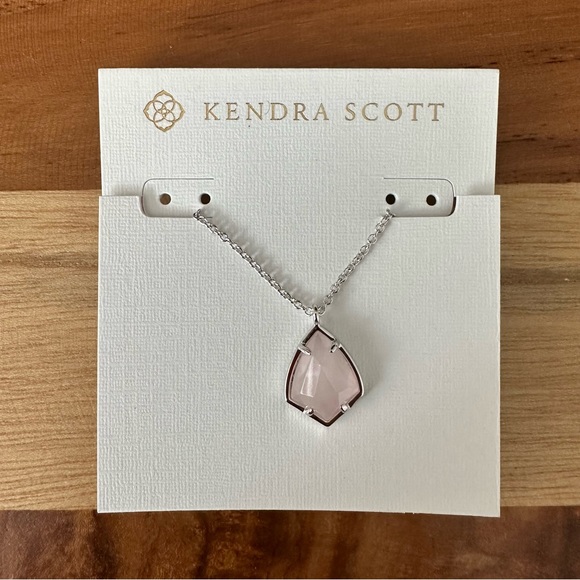 Kendra Scott Cory Rhodium Rose Quartz Necklace - Picture 1 of 3